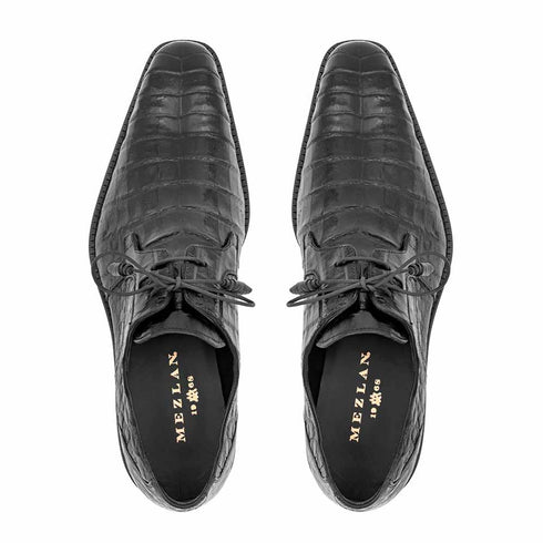 Anderson Black Genuine Crocodile Lace-Up By Mezlan Made In Spain Brand