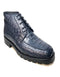 Los Altos Navy Blue All-Over Crocodile Lace Up Ankle Boots