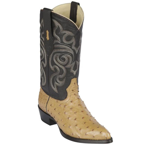 Los Altos Boots - Mens Dress Cowboy Boot - Low Priced Antique Saddle Ostrich Cowboy Boots- in Antique Saddle