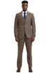 Men's Stacy Adams Modern Fit Vested Suit in Taupe Micro Check Plaid