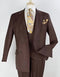 Double Breasted Suits - Vested Suits Wool Fabric - Apolo King Brand - Solid Brown Suit