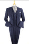 Mens Vested 1920's Wide Bold Gangster Pinstripe Suit in Navy Blue