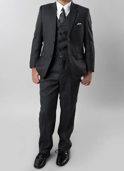 (8H, 12H) Classic Boy Suit 5 Piece Set Gray