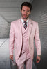 Mens Ticket Pocket Peak Lapel Double breasted Vest 100% Wool Tom Ford Style Modern Fit in Color "Pink" By Statement