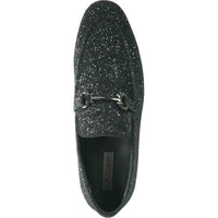 Bravo Mens Modern Glitter Sequin Prom Tuxedo Buckle Loafer in Black - Men's Dress Shoes