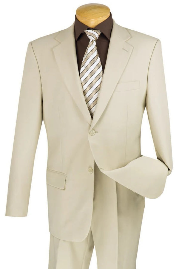 Mens 2 Button Classic Poplin  Tan Suit