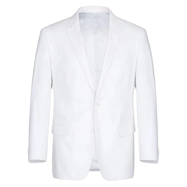 Mens Basic Two Button Classic Fit Linen Summer White Suit