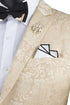 Men's Slim Fit Shiny Paisley Prom & Wedding  Beige Suit