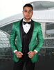 Mens Vested Shawl Lapel Paisley Tuxedo in Emerald Green