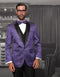 Mens Vested Swirl Patter Notch Lapel Tuxedo in Purple