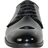 Bravo Mens Classic Plain Toe Shiny Patent Tuxedo Oxford Dress Shoe in Black