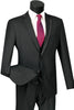 Mens Slim Vested Tuxedo Suit with Satin Trim in Black