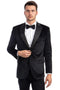 Mens Black Sport Coat - Men's Two Button Peak Lapel Velvet Wedding & Prom Tuxedo Jacket In Black