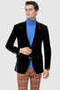 Mens Black Sport Coat - Mens Two Button Modern Fit Velvet Blazer In Black