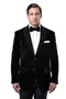 Mens Black Sport Coat - Men's Two Button Velvet Tuxedo Dinner Jacket In Black