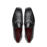 Marco Di Milano Landro Men's Shoes Black Exotic Crocodile Horsebit Loafers