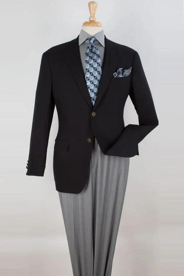 Mens Black Sport Coat - Mens Classic 2 Button Wool Sport Coat Blazer In Black