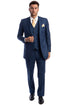 Men's Vested Two Button Solid Color Wedding & Business Suit In Indigo Blue