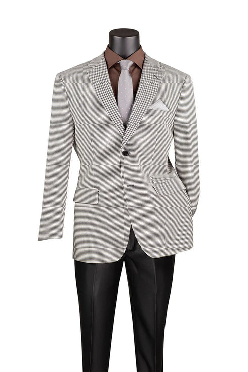 Modern Fit Black Houndstooth Pattern Jacket