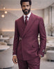 2PC Italian Super 200's Wool Suit Modern Fit in Burgundy