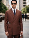 2PC Italian Super 200's Wool Suit. Modern Fit Flat Front Pants with Metal Buckles - Copper