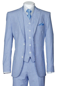Mens 2 Button Jacket + Pants Summer Seersucker Suit