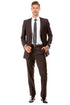 Men's Basic 2 Button Slim Fit Wedding  Brown Suit