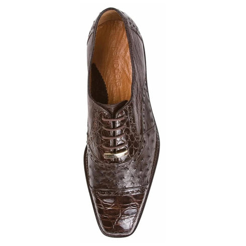 Belvedere Onesto Men's Brown Genuine Ostrich And Crocodile Oxfords