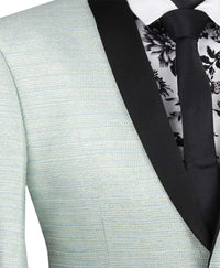 Aqua Metallic Stripe Slim Fit Jacket 2 Button Shawl Lapel
