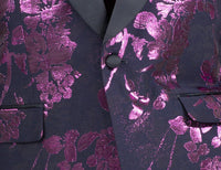 Lavender Slim Fit Fashion Jacket Shawl Lapel with Bow Tie