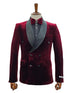 Double Breasted Tuxedo Suit  - Slim fitted - Burgundy Suit - Shawl Collar