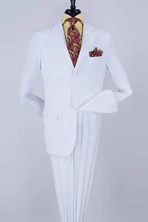 Mens Classic Fit Three Button Poplin Two Piece Suit In White