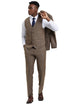 Men's Stacy Adams Modern Fit Vested Suit in Taupe Micro Check Plaid