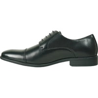 Bravo Mens Antique Cap Toe Lace Up Oxford Dress Shoe in Black