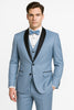 Dusty Blue Suit Color Tuxedo Shawl Collar Vested 3PC Mens Suit Slim Fit Jacket + Pants + Vest