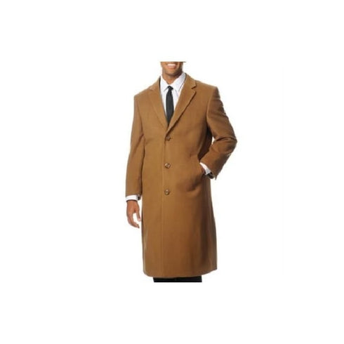 SINGLE-BREASTED CAMEL CASHMERE-BLEND OVERCOAT