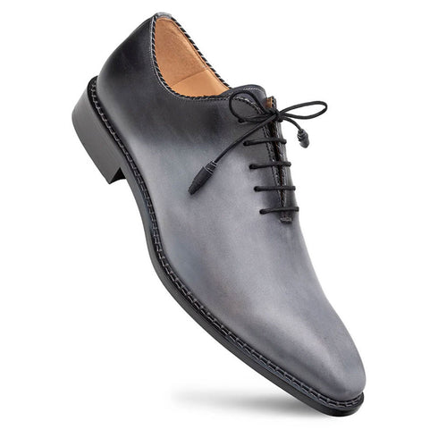 Men's Barbaro Two-Tone Grey/Black Calfskin Leather Whole-Cut Oxfords By Mezlan Made In Spain Brand