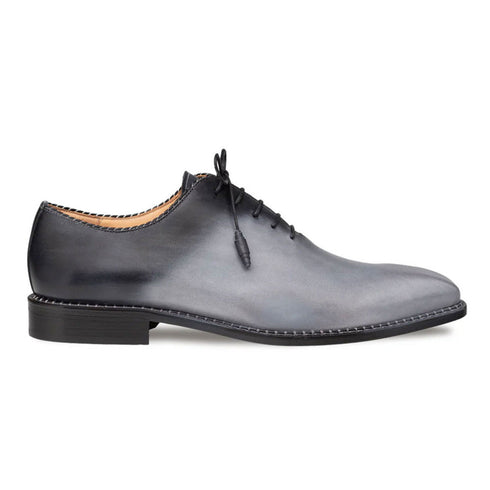 Men's Barbaro Two-Tone Grey/Black Calfskin Leather Whole-Cut Oxfords By Mezlan Made In Spain Brand