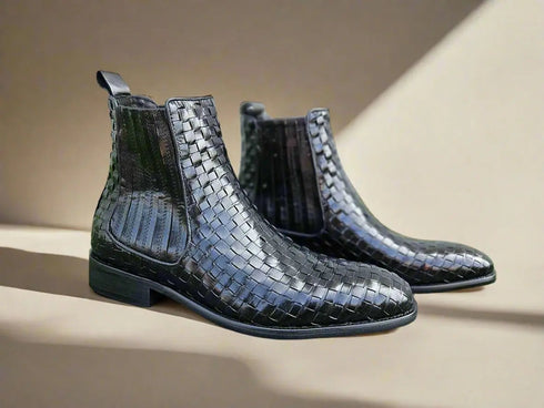 Basket Weave Leather Chelsea Boot Carrucci