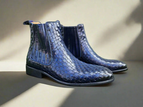 Basket Weave Leather Chelsea Boot Carrucci