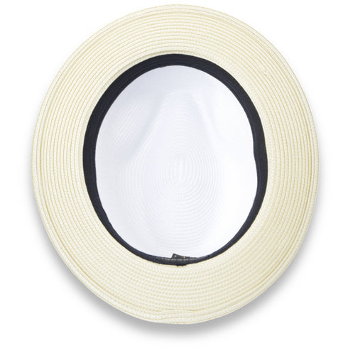 Tapa Crushable Straw Hat Fedora in Two Tone Beige-White