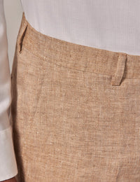 Mens Linen Suit For Beach Wedding - Summer  Suit in Beige Herringbone