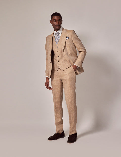 Mens Linen Suit For Beach Wedding - Summer  Suit in Beige