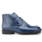 Mens Belvedere Barone Ostrich & Caiman Hornback Dress Boot in Blue