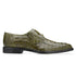 Mens Belvedere Chapo Caiman Crocodile Hornback Dress Shoe in Olive Green