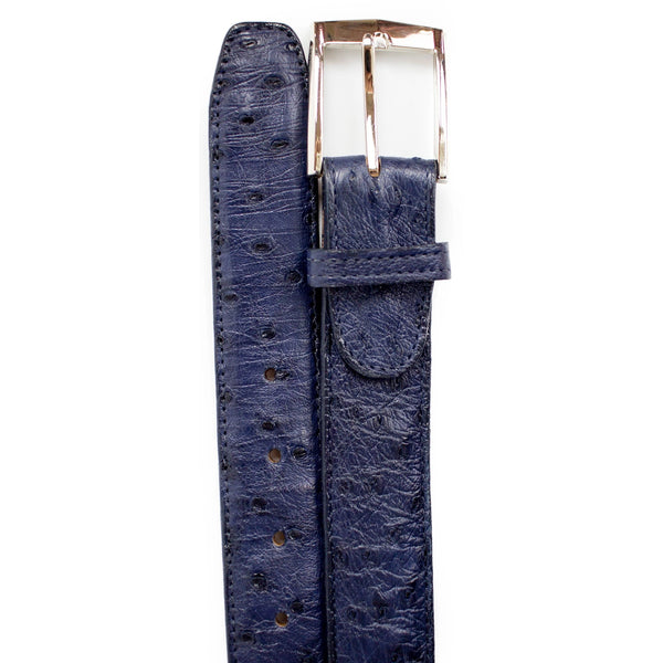 Mens Belvedere Ostrich Quill Dress Belt in Blue