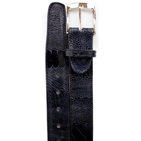 Mens Belvedere Ostrich Leg Dress Belt in Brandy