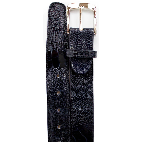 Mens Belvedere Ostrich Leg Dress Belt in Navy