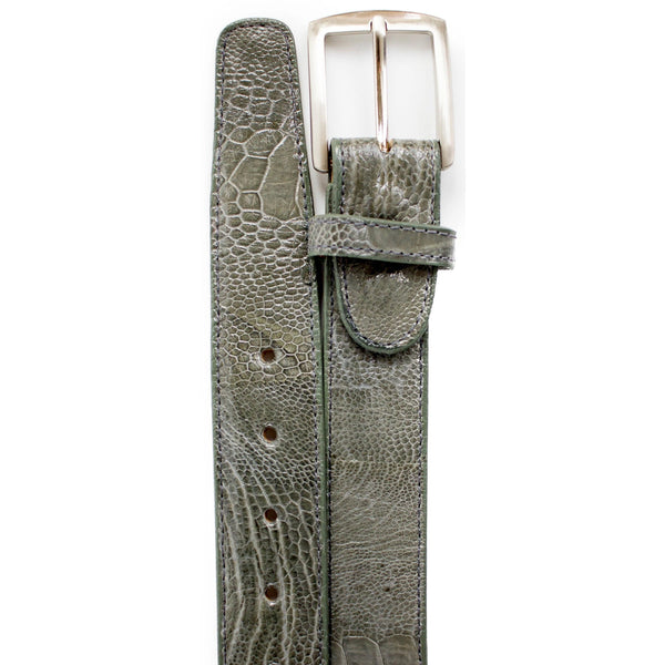 Mens Belvedere Ostrich Leg Dress Belt in Grey