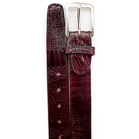 Mens Belvedere Ostrich Leg Dress Belt in Brandy